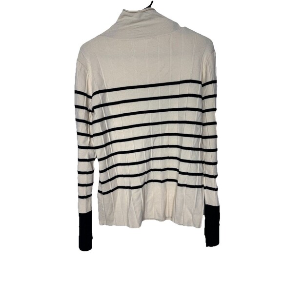 THML Anthropologie Women Sweater Mock Neck Striped Jumper Ivory Black Medium - Picture 5 of 5